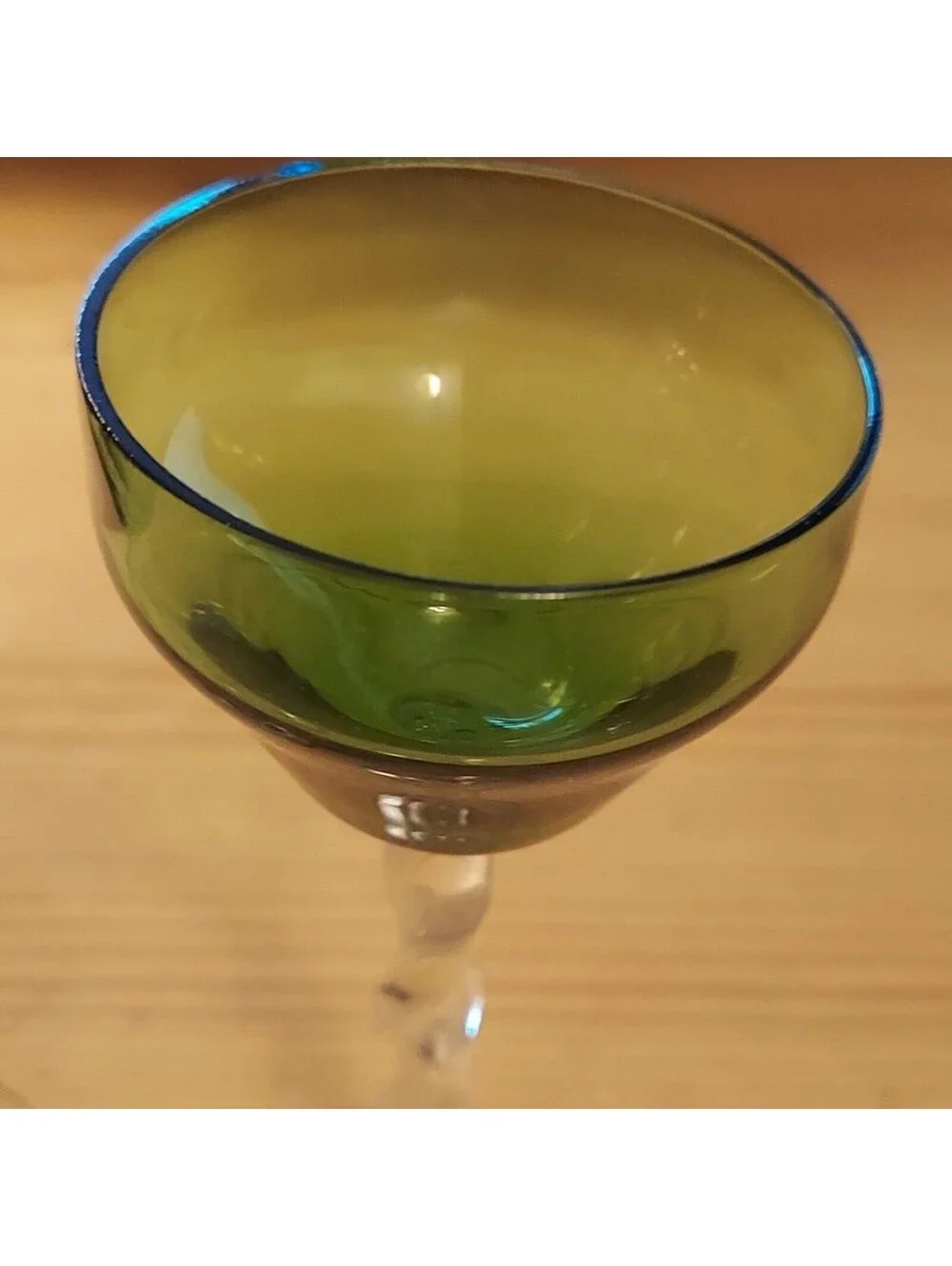 Vintage liqueur cocktail glasses set of 2 twisted stem purple green ombre color